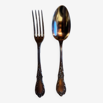 Pair of LXV style silver metal cutlery