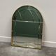 Vintage 1970s brass arched cathedral mirror – bevelled glass wall mirror