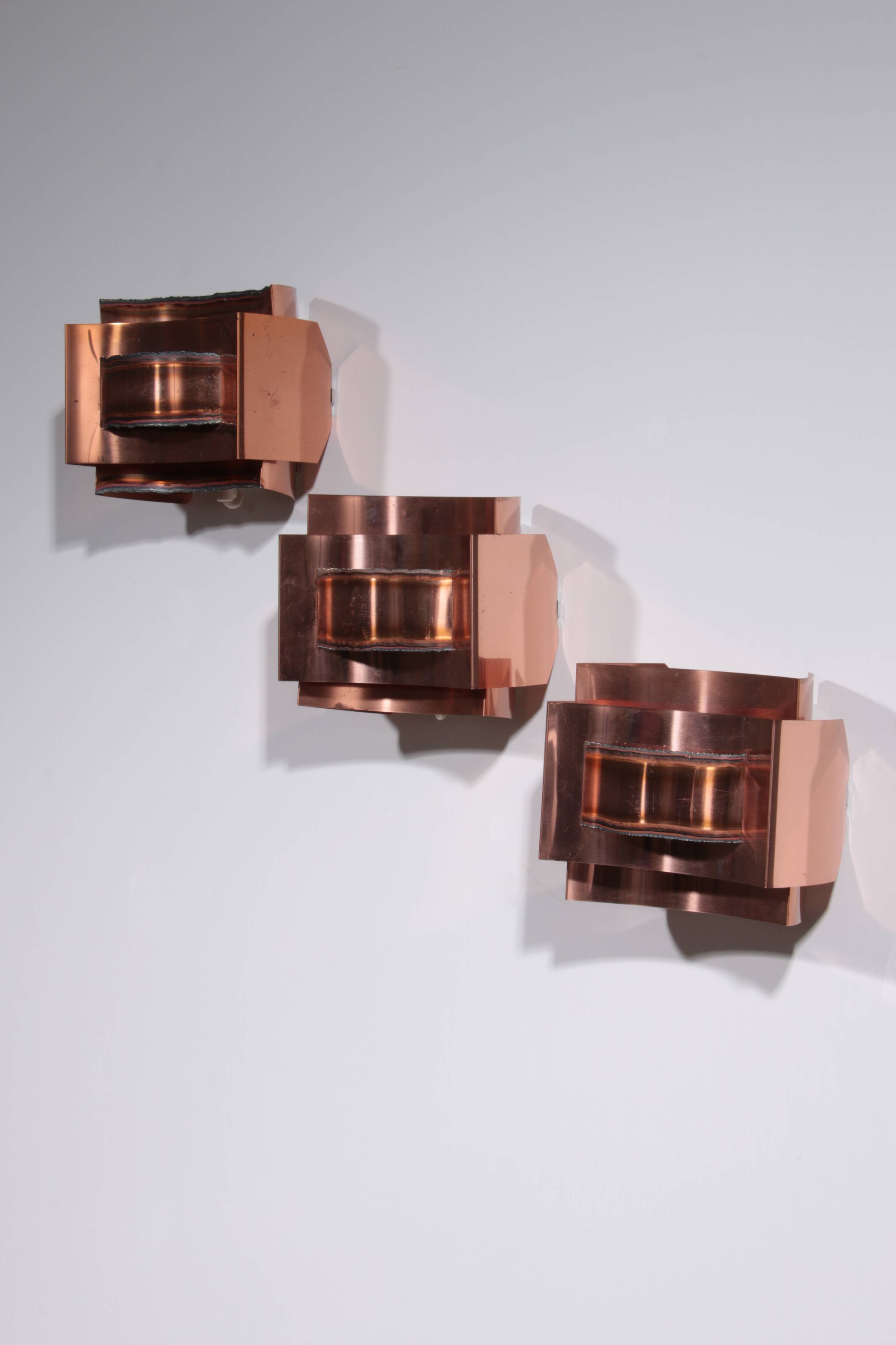 Wall lamps Svend Aage Holm Sørensen brutalist and copper,1960
