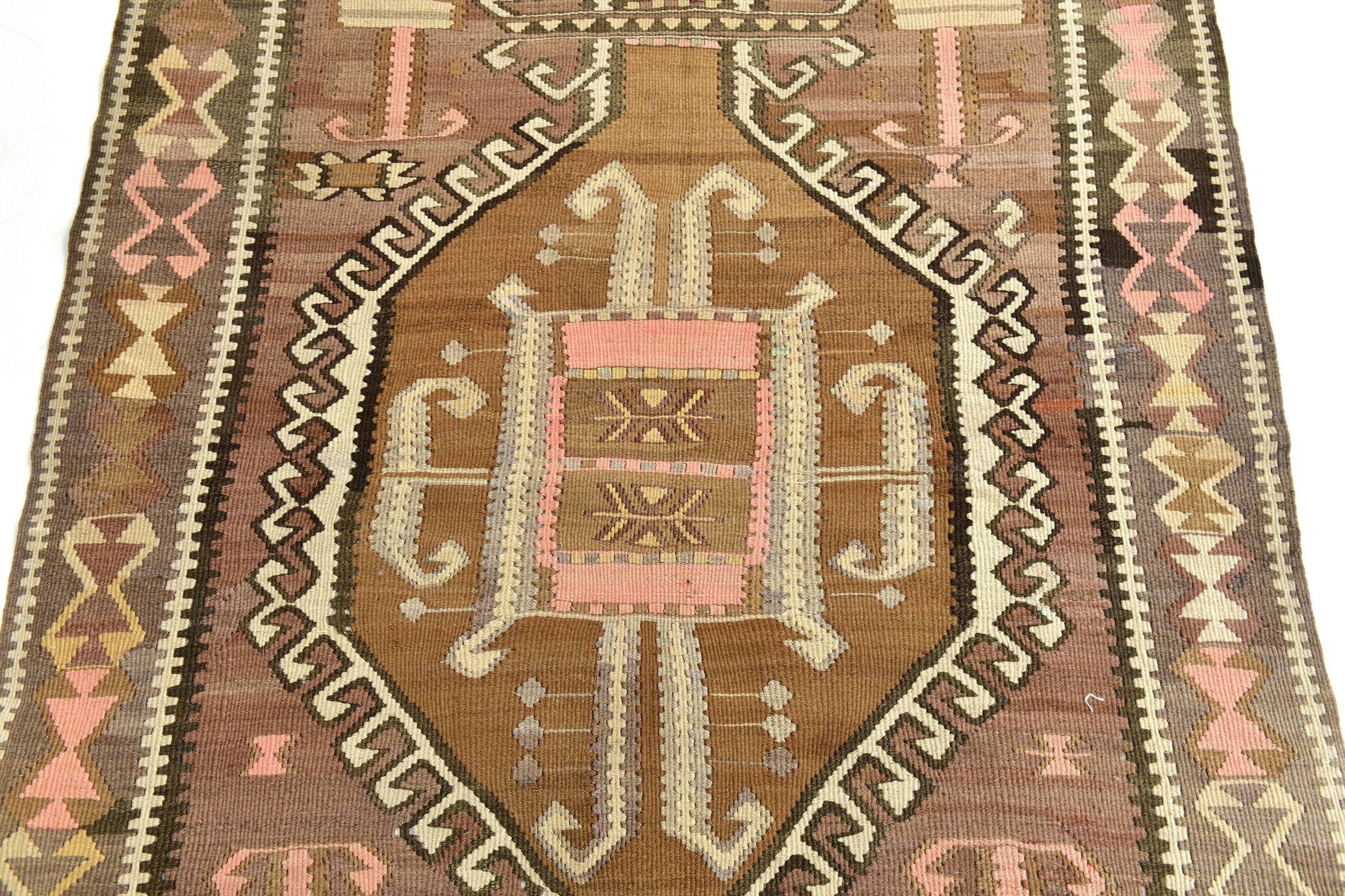 Brown & Beige Tribal Turkish Kilim Rug 132x200Cm SK 35210