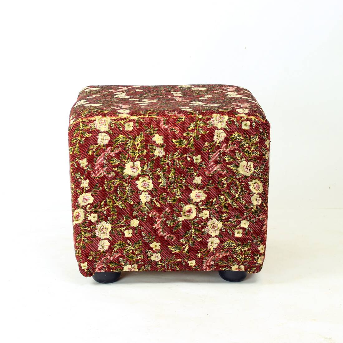 Petit tabouret vintage en tissu, Tchécoslovaquie 1960