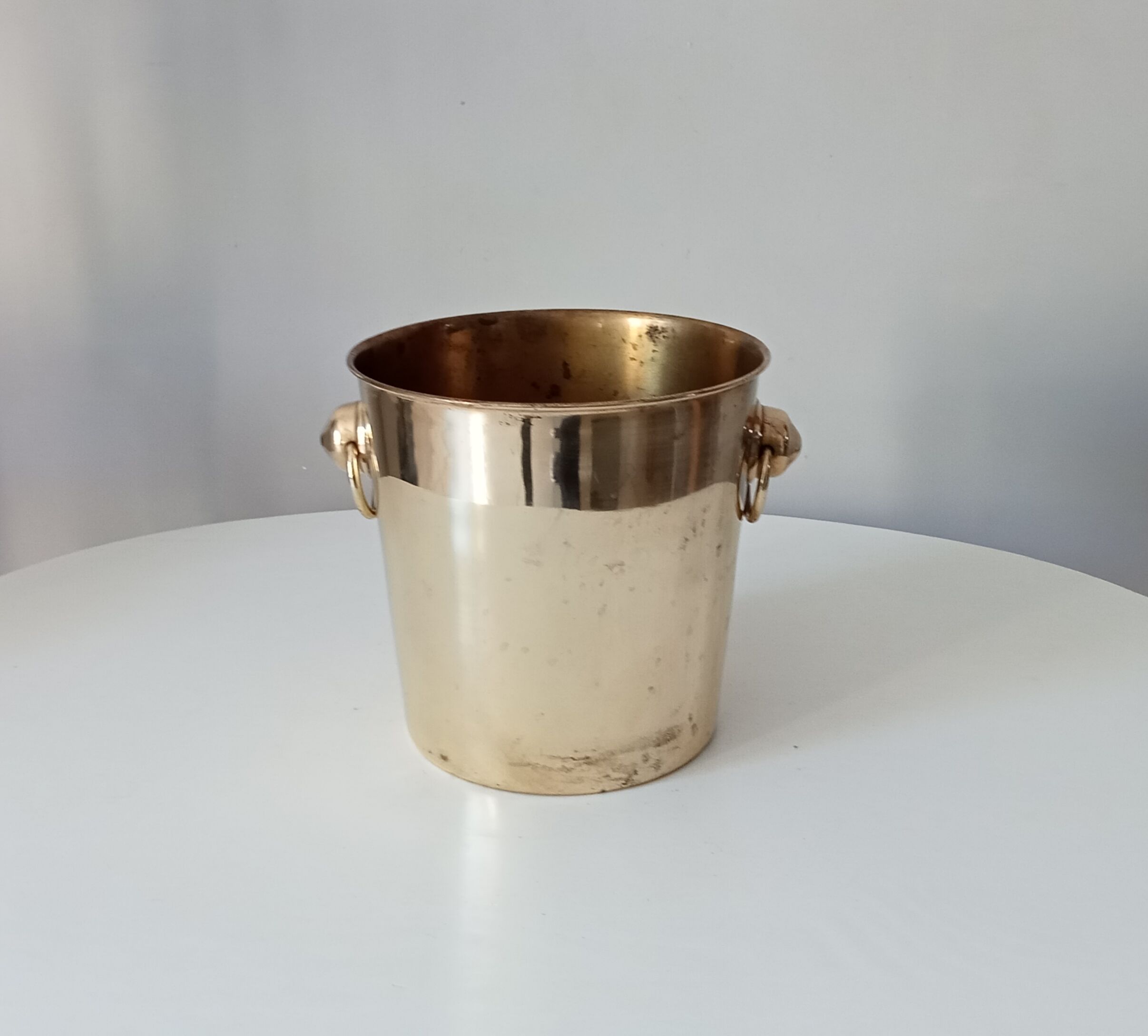Champagne bucket in solid golden brass
