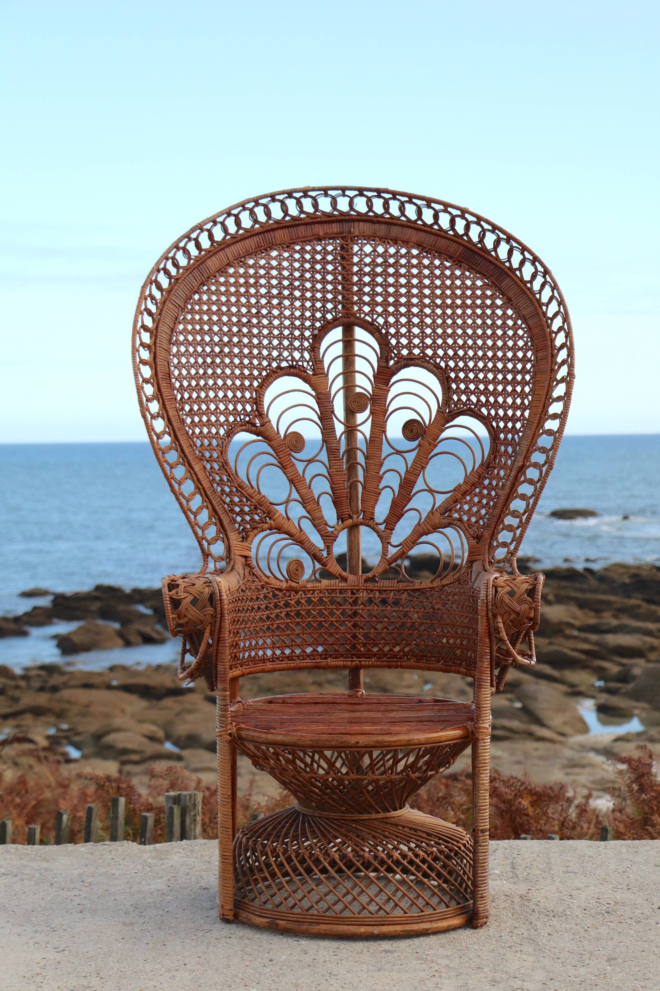 "Emmanuelle" armchair (Peacock chair) in rattan, 20th century