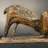 Animal Sculpture Dog, Glazed Stoneware, Unique Piece, 1960s