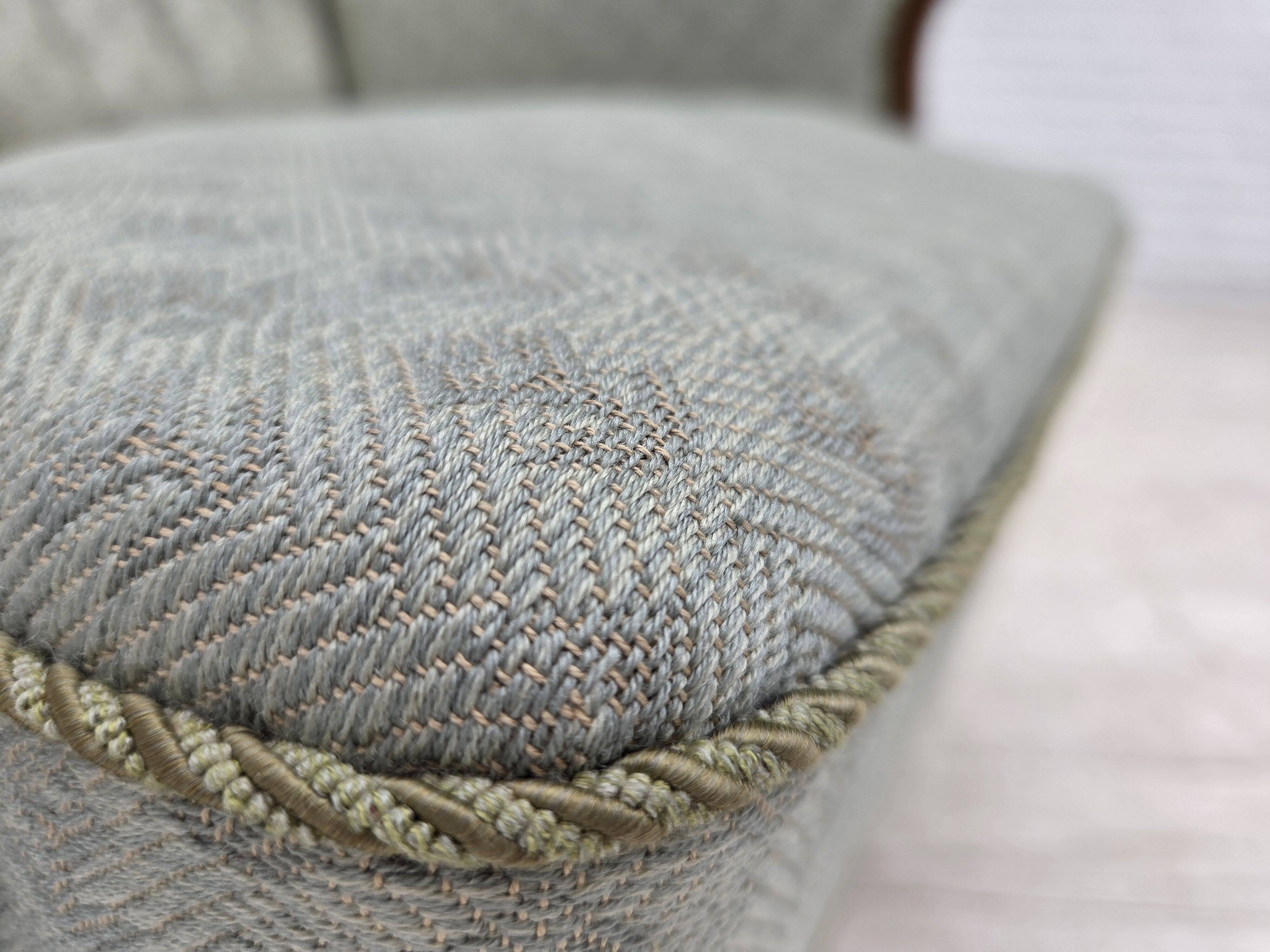 1960s, Danish armchair, light blue furniture fabric, beech wood.