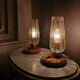Wooden lamps with gilded glass hood, 70s