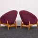 Lounge Chairs in Hand-Stitched Jacquard Upholstery by Sándor Palócz, 1968