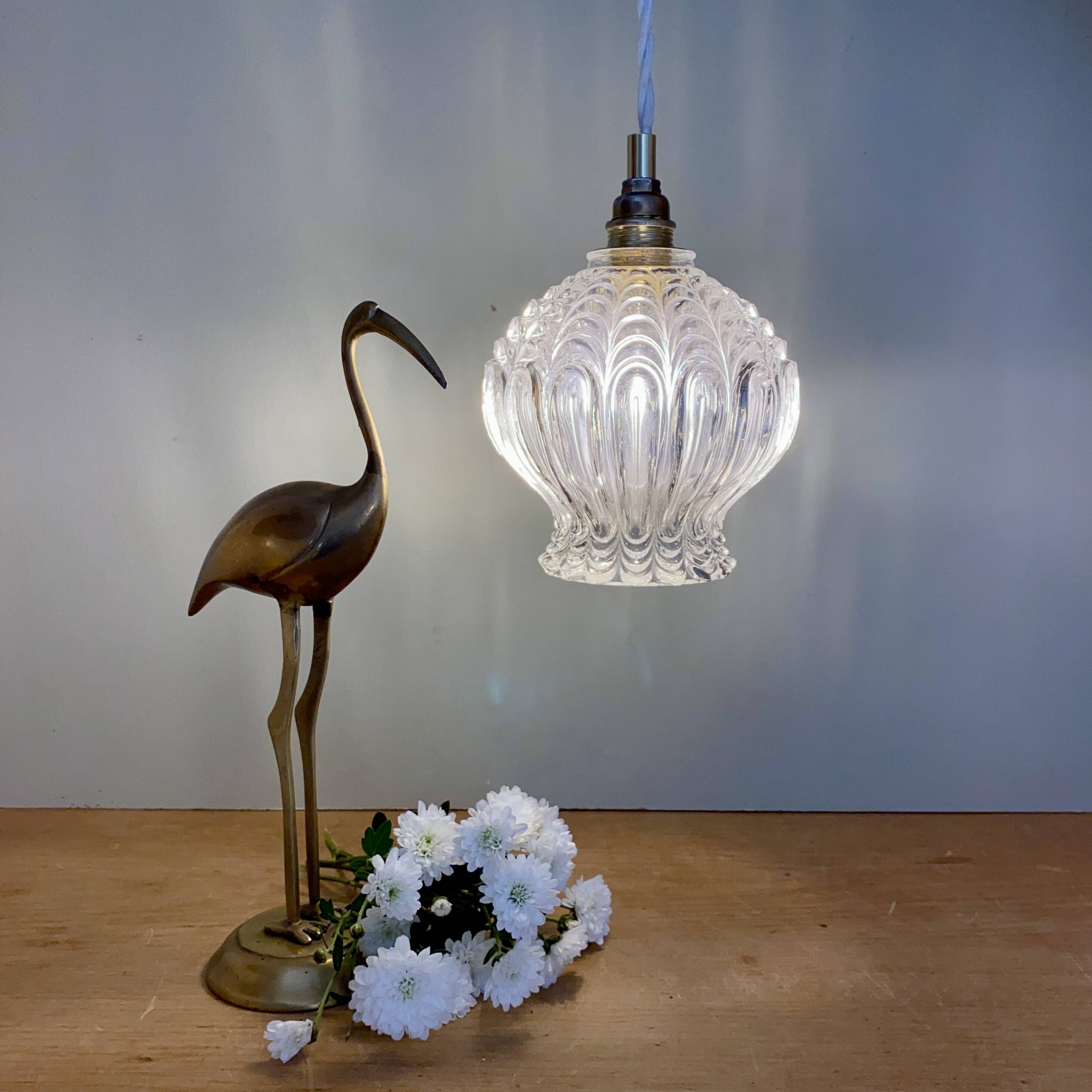 Vintage globe pendant in molded glass