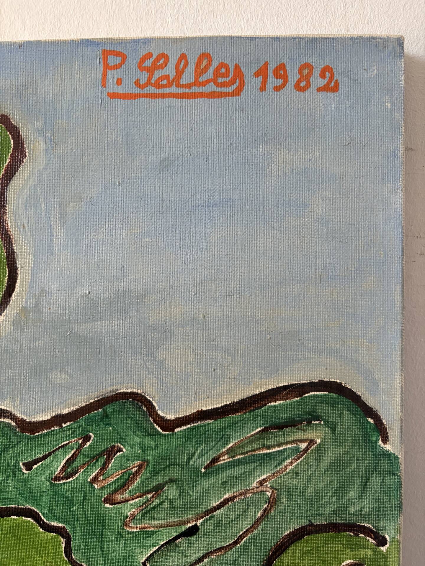 Landscape from the balcony, oil on canvas signed 1982