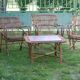 Vintage rattan lounge set 4 armchairs and table
