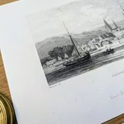 Vintage engraving of Caudebec, Normandy. Printed in 1844.