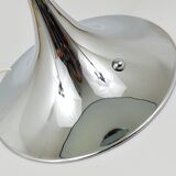 Rare Panthella table lamp by Verner Panton with a chrome base and grey shade.