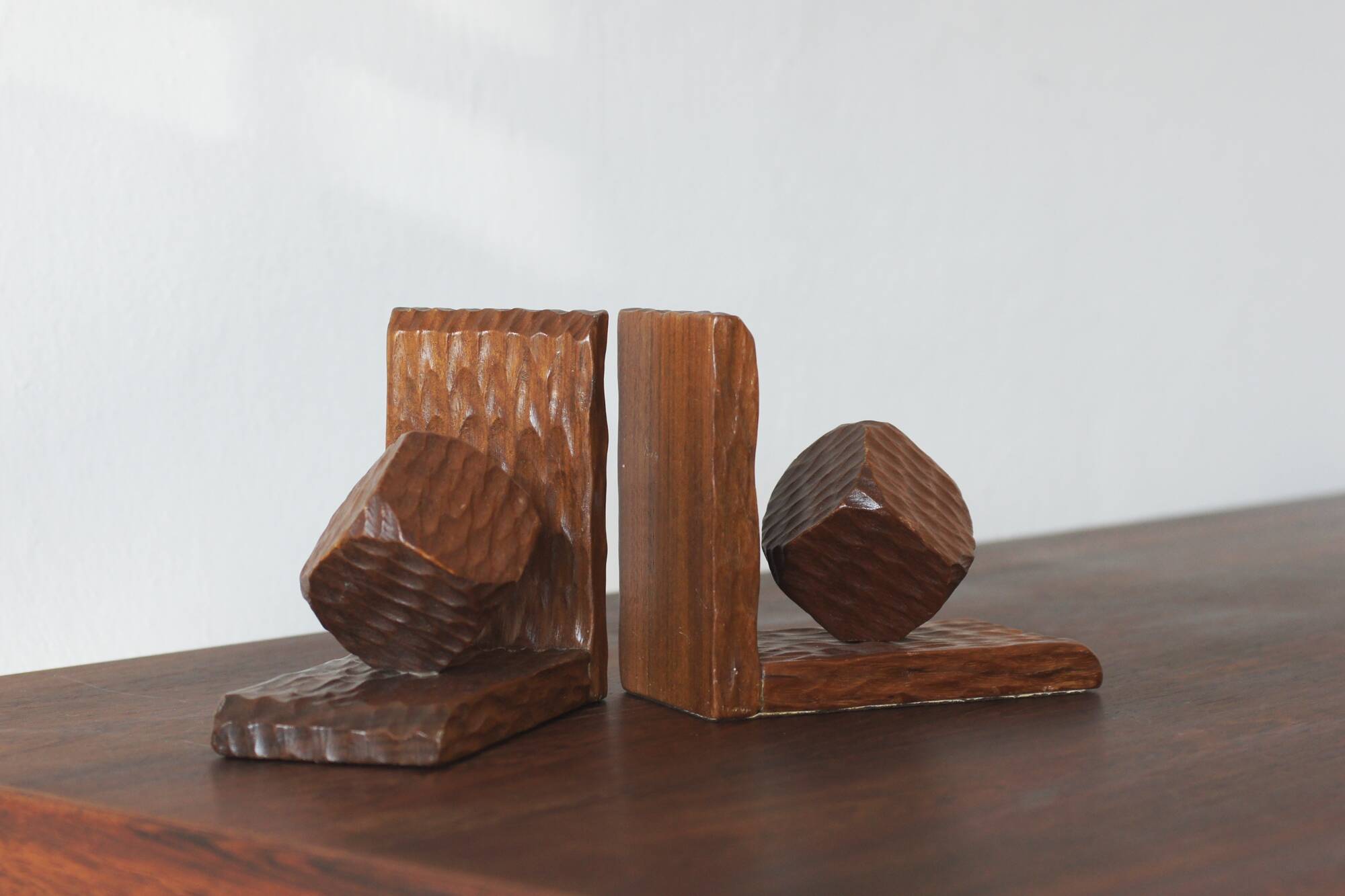 Mid-Century Modern Wooden Bookends, 1950s, Set of 2