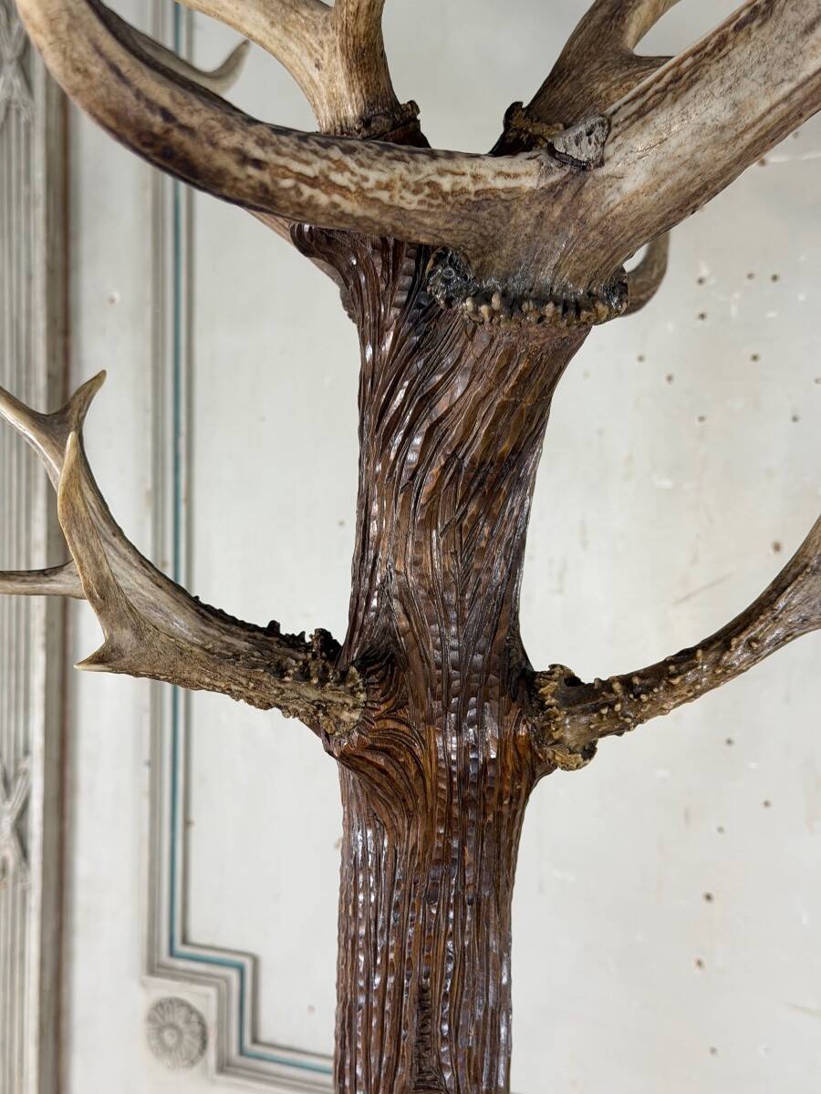 Carved wooden coat rack from the Black Forest, circa 1900.