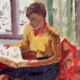 Original Swedish Oil on Panel – “Woman Reading Book” by Einar Emland