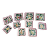 Set of 10 vintage enameled earthenware plates Renouveau Cagnes sur Mer
