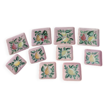 Ensemble de 10 assiettes vintage faience émaillée Renouveau Cagnes sur Mer