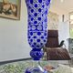 Cobalt blue cut crystal vase "The Great Owls" – Large model on a pedestal
