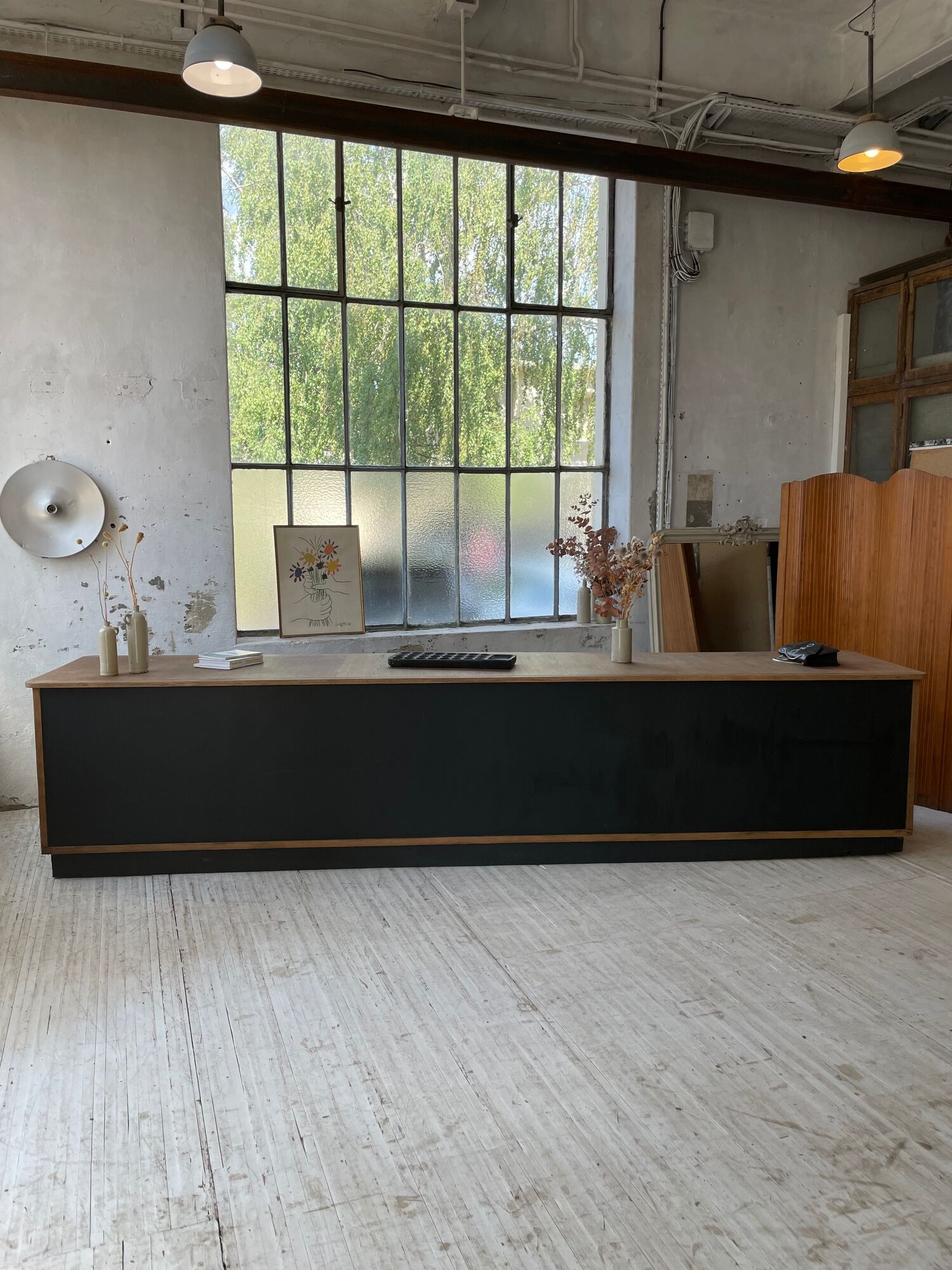 Two-sided counter sliding doors oak XXL 4m enfilade