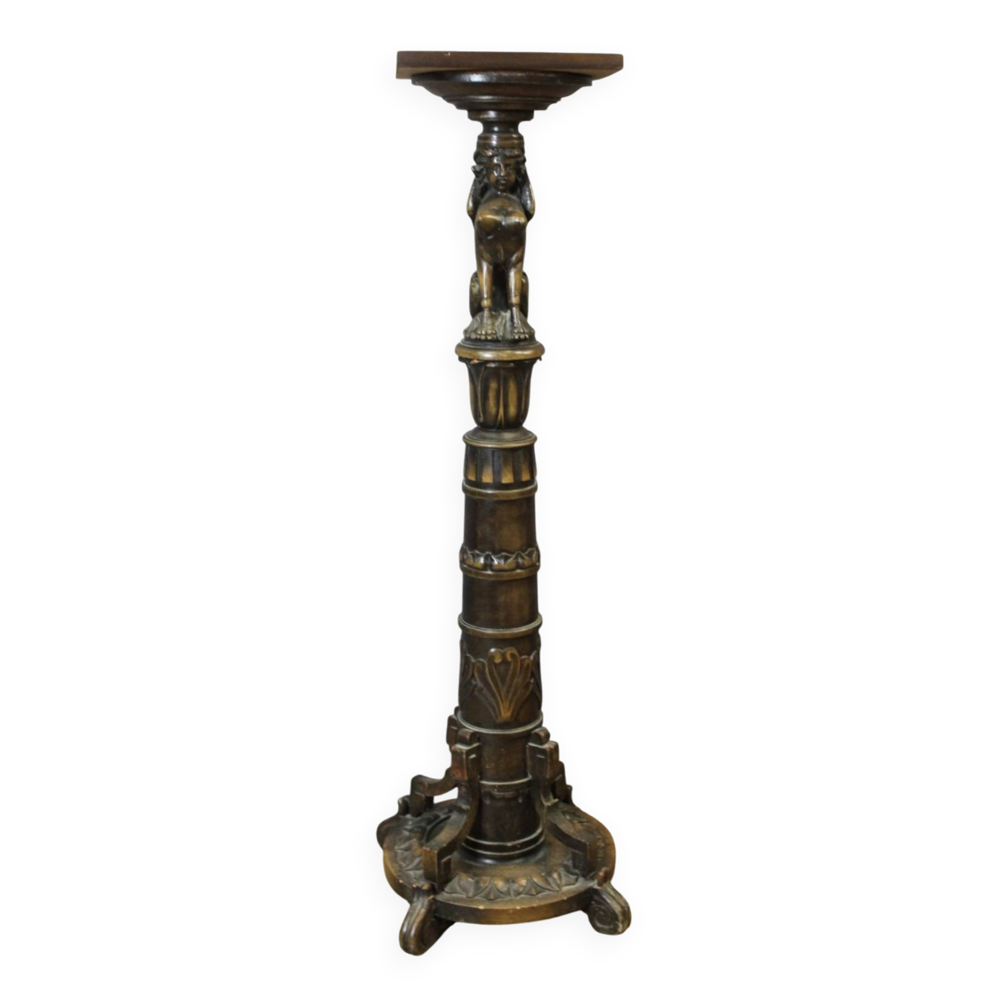 Presentation column with a carved Sphinx decoration from around 1900.