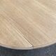 Round dining table with extendable leaves, Louis Philippe style, stripped in raw oak.