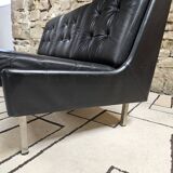 Vintage leather bench sofa 1970"