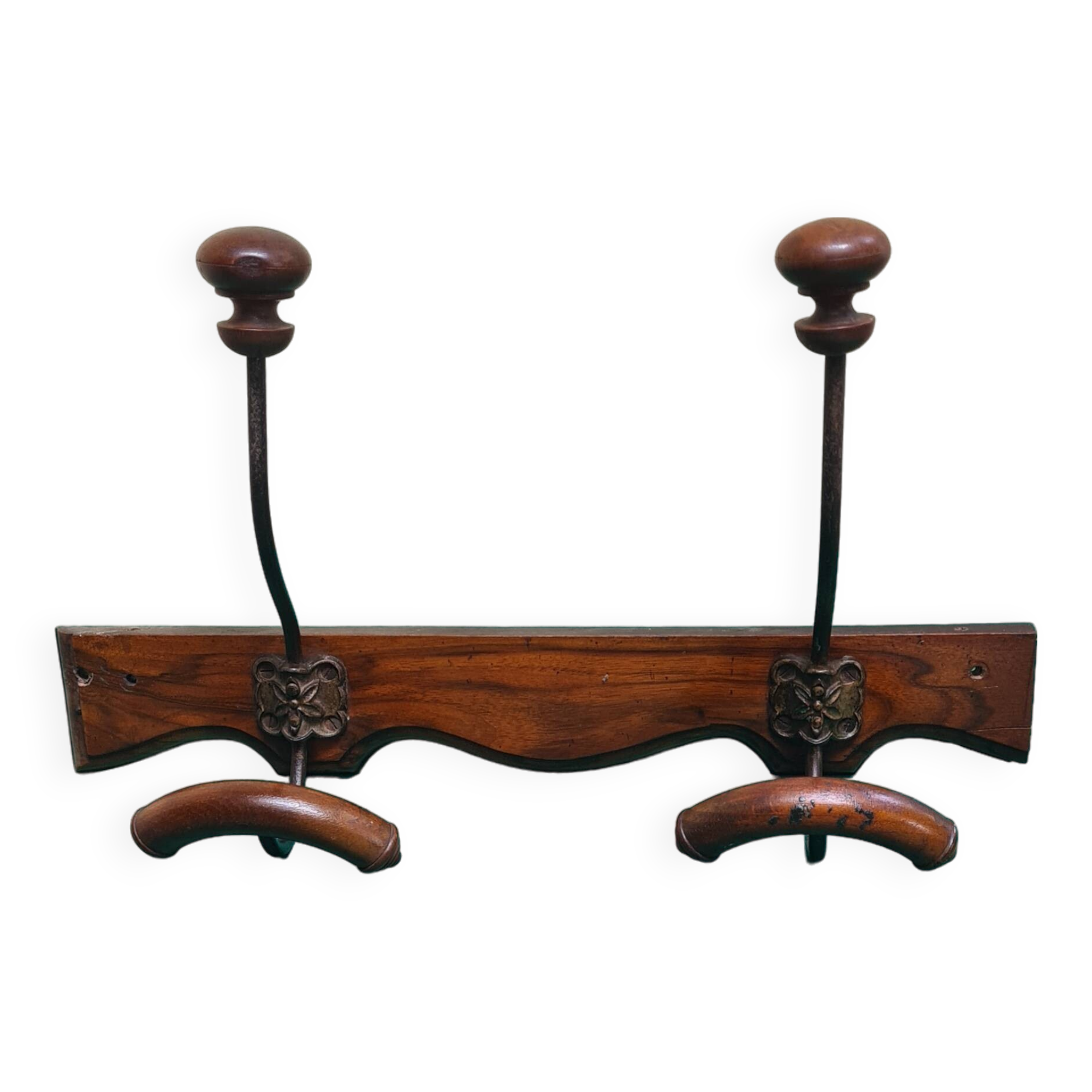 Wall-mounted mat rack with 2 hooks