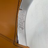 Lot 4 Italian chairs, Cidue camel leather and chrome 1970