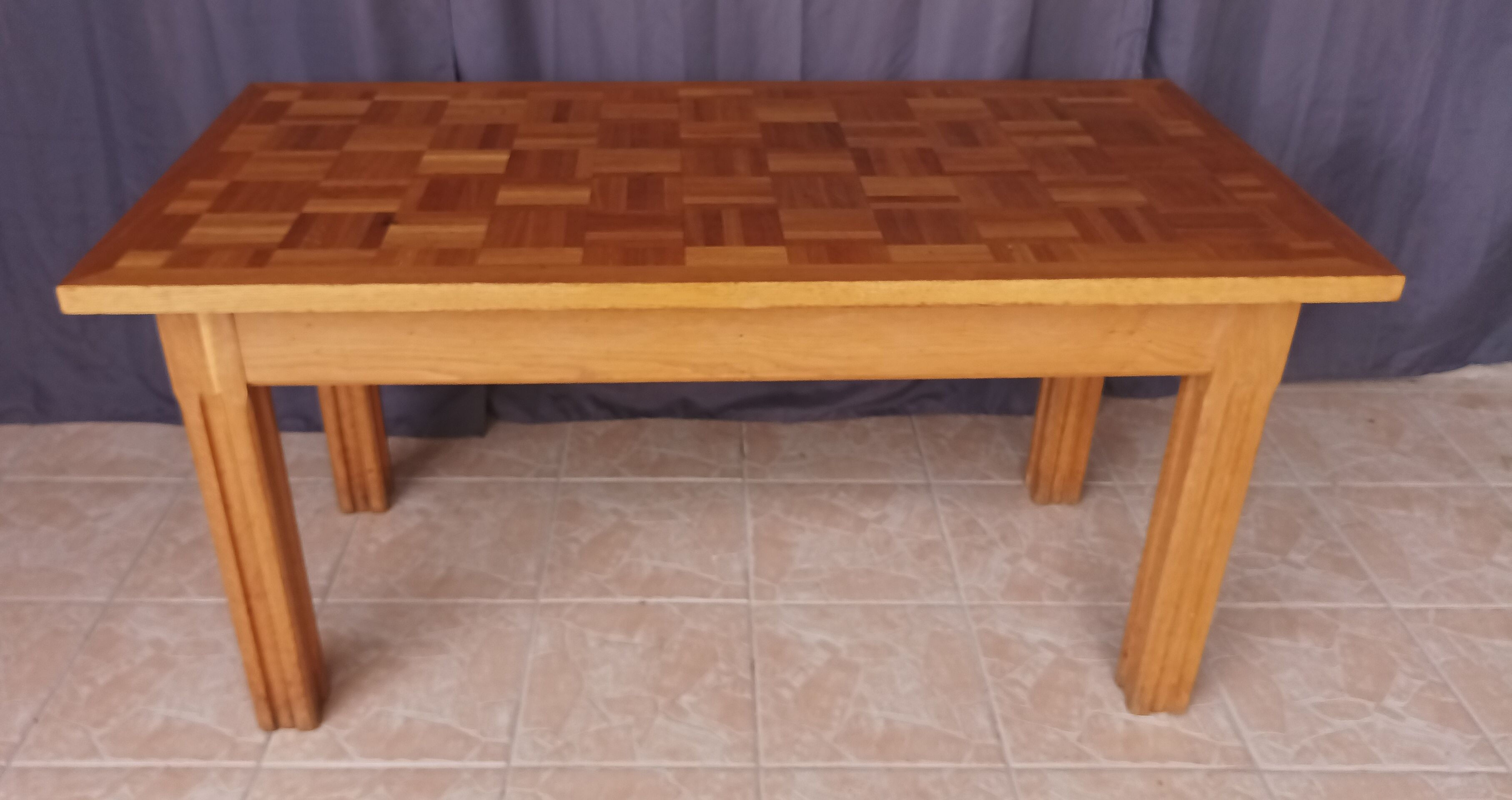 Vintage table in solid white oak