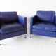 De Sede DS118 pair of blue leather club chairs