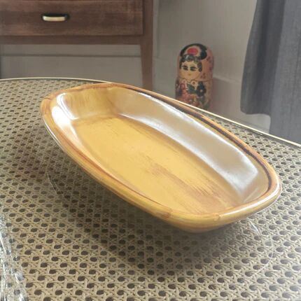 Vintage Saint-Clément glazed earthenware oval serving dish