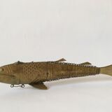 Old articulated brass fish box