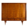 Vintage 4-door chevron wood wardrobe with mirror and gold legs.