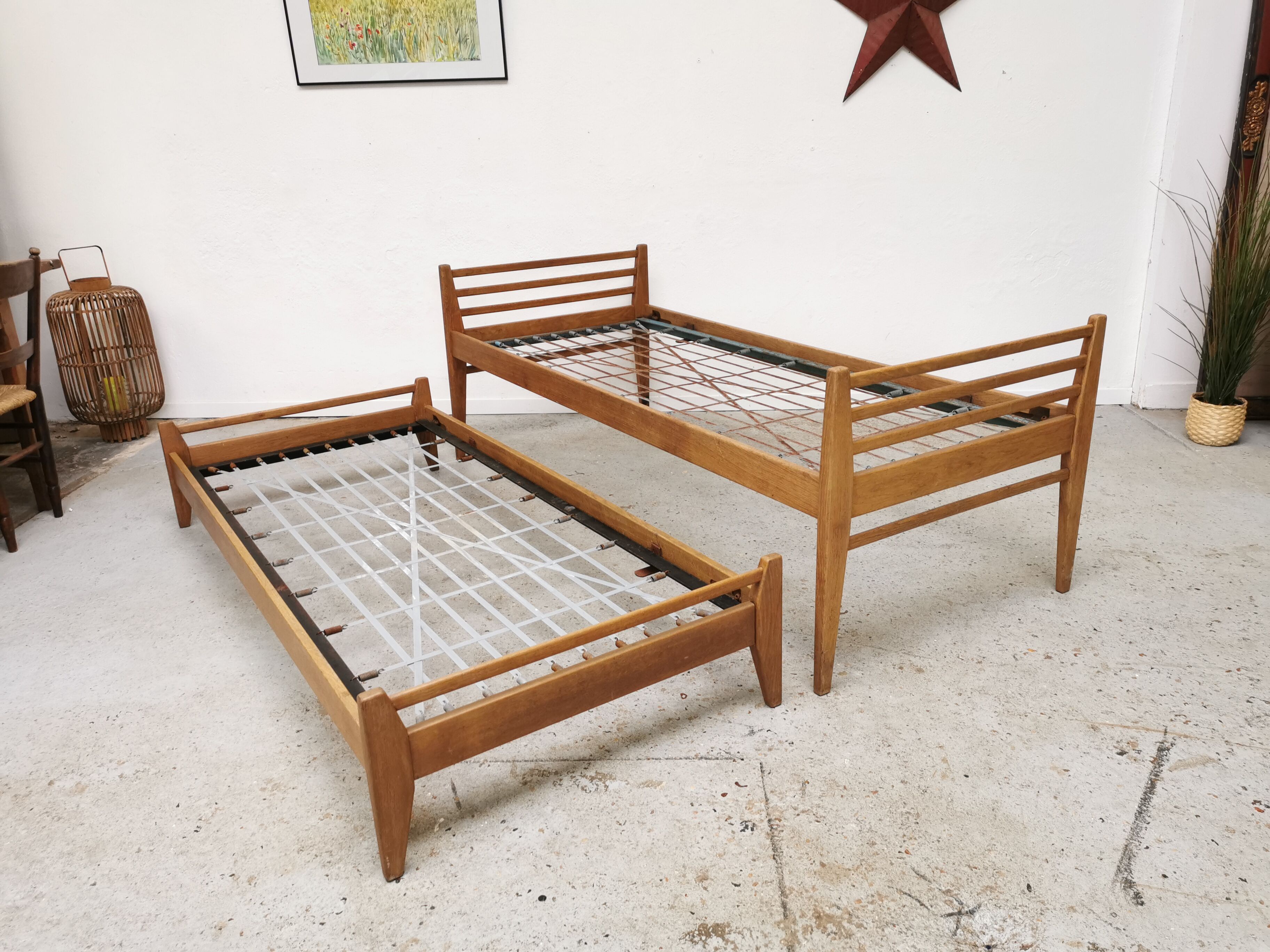 Pair of vintage beds Marcel Gascoin 1950
