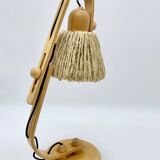 Lampe articulée en bois et corde, années 70