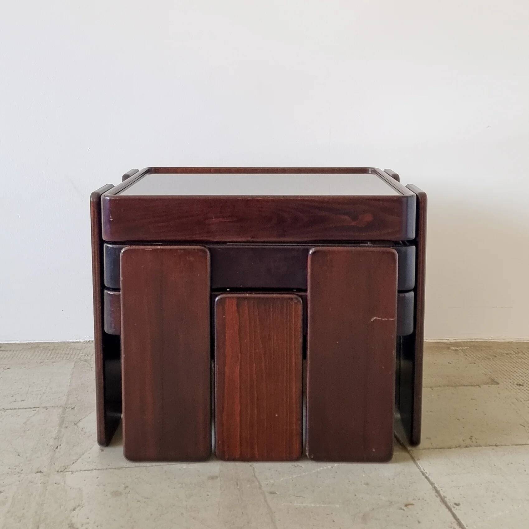 Stackable nesting tables by Gianfranco Frattini for Cassina (set of 3)