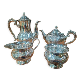 Silver metal tea and coffee set