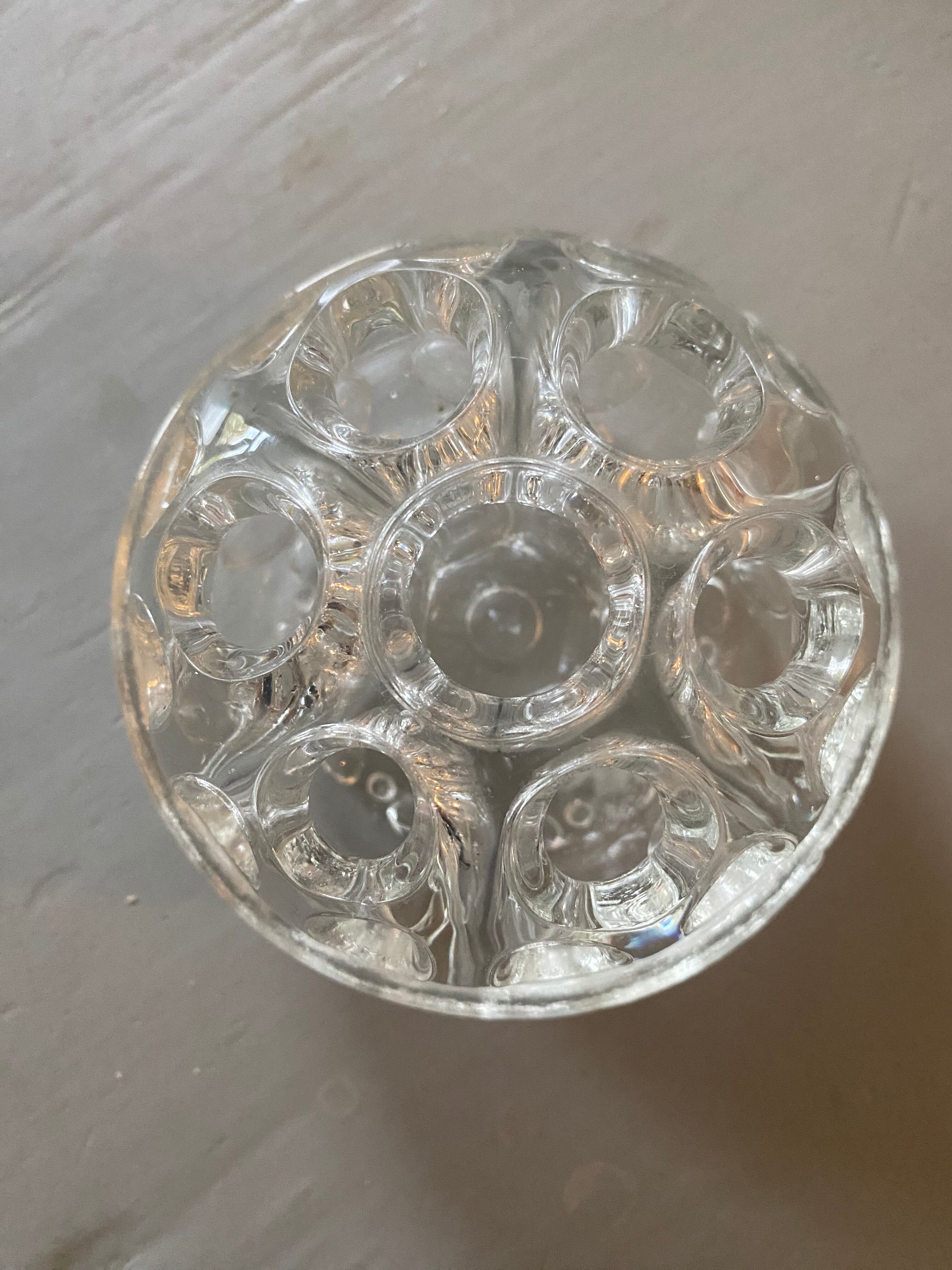 Old glass flower stick on pewter foot