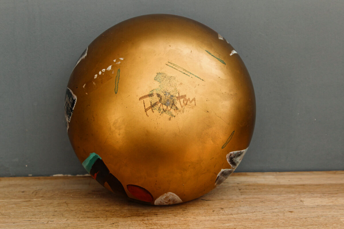 Signed glass ball vase