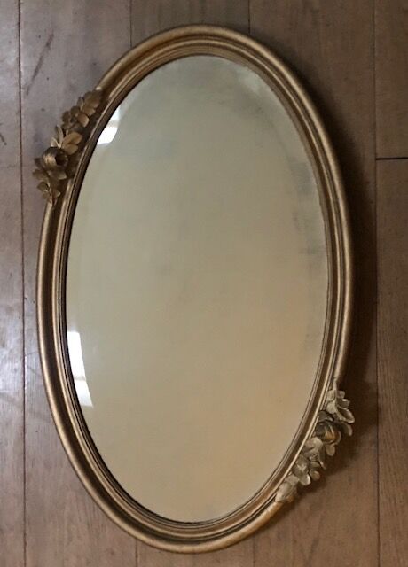 Old golden oval mirror 79x48cm