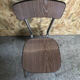Chaise cuisine formica imitat° bois avec pieds compas metal chromé vintage