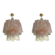 Lot de 2 lustres contemporains en verre de Murano de style rose "Tronchi" avec verre doré