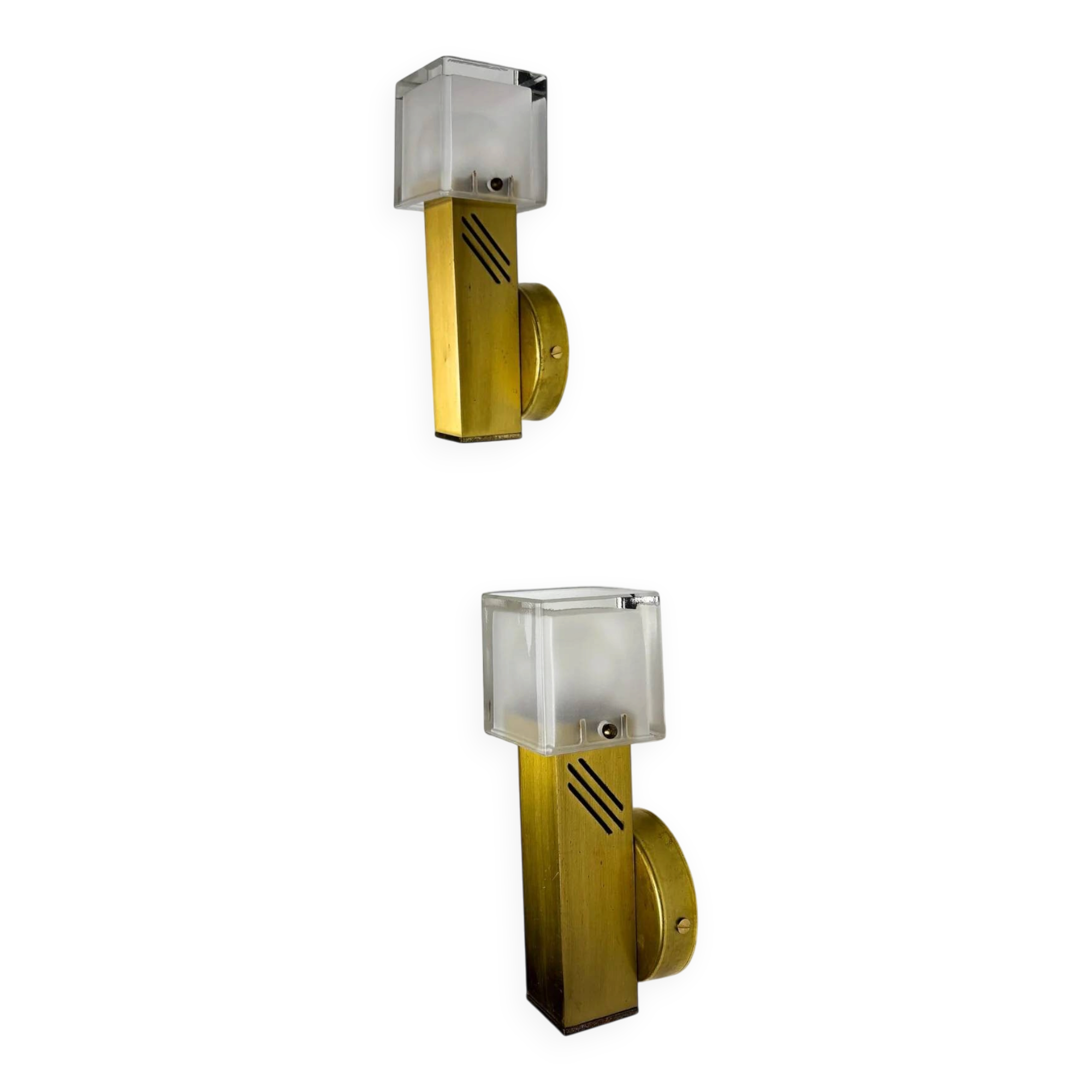 Pair of cubic Murano glass wall lights by Gaetano Sciolari, Italy 1970s