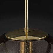 Large smoked glass ball pendant by Limburg in brass, Germany, 1970s.