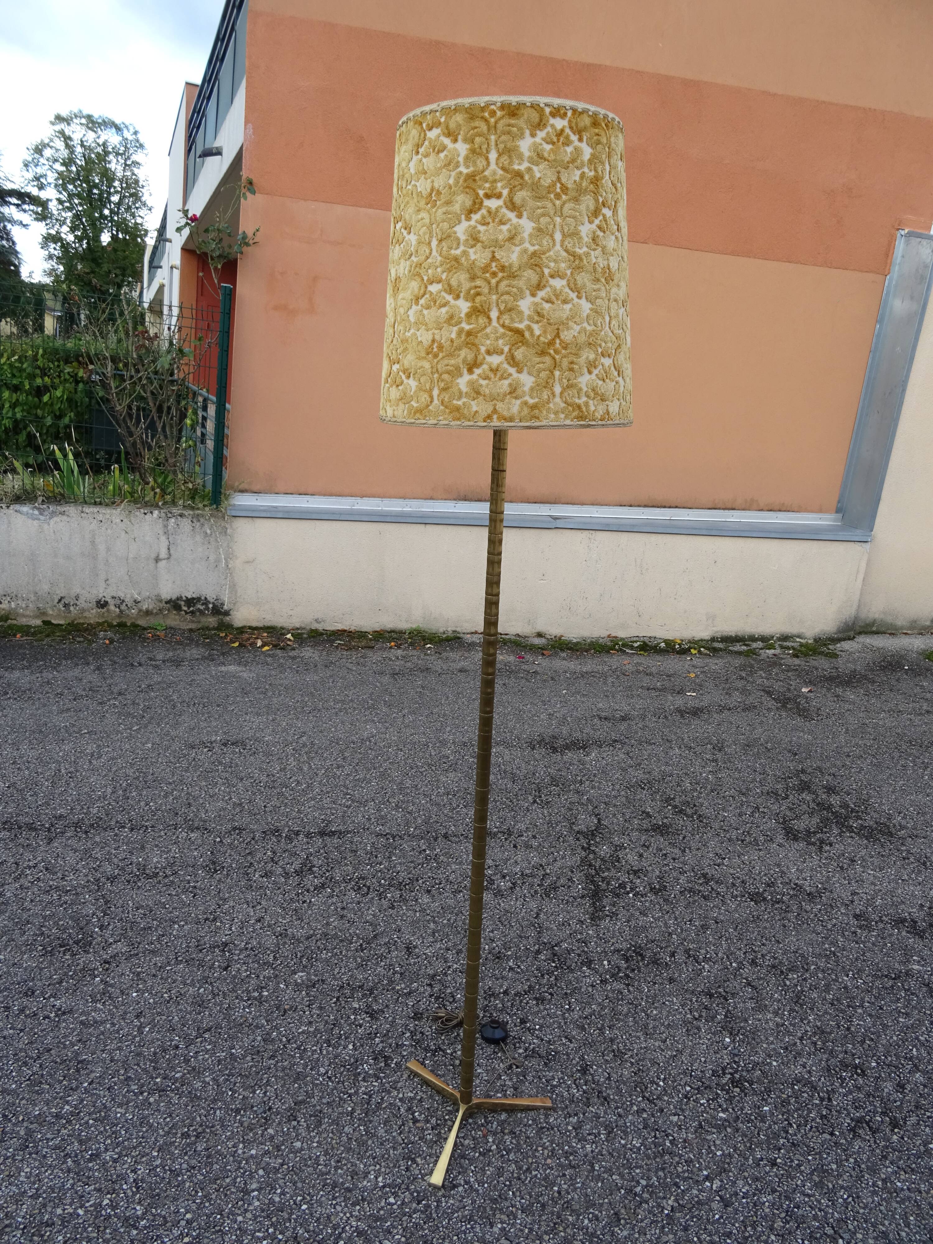 Vintage 70s bronze imitation bamboo floor lamp
