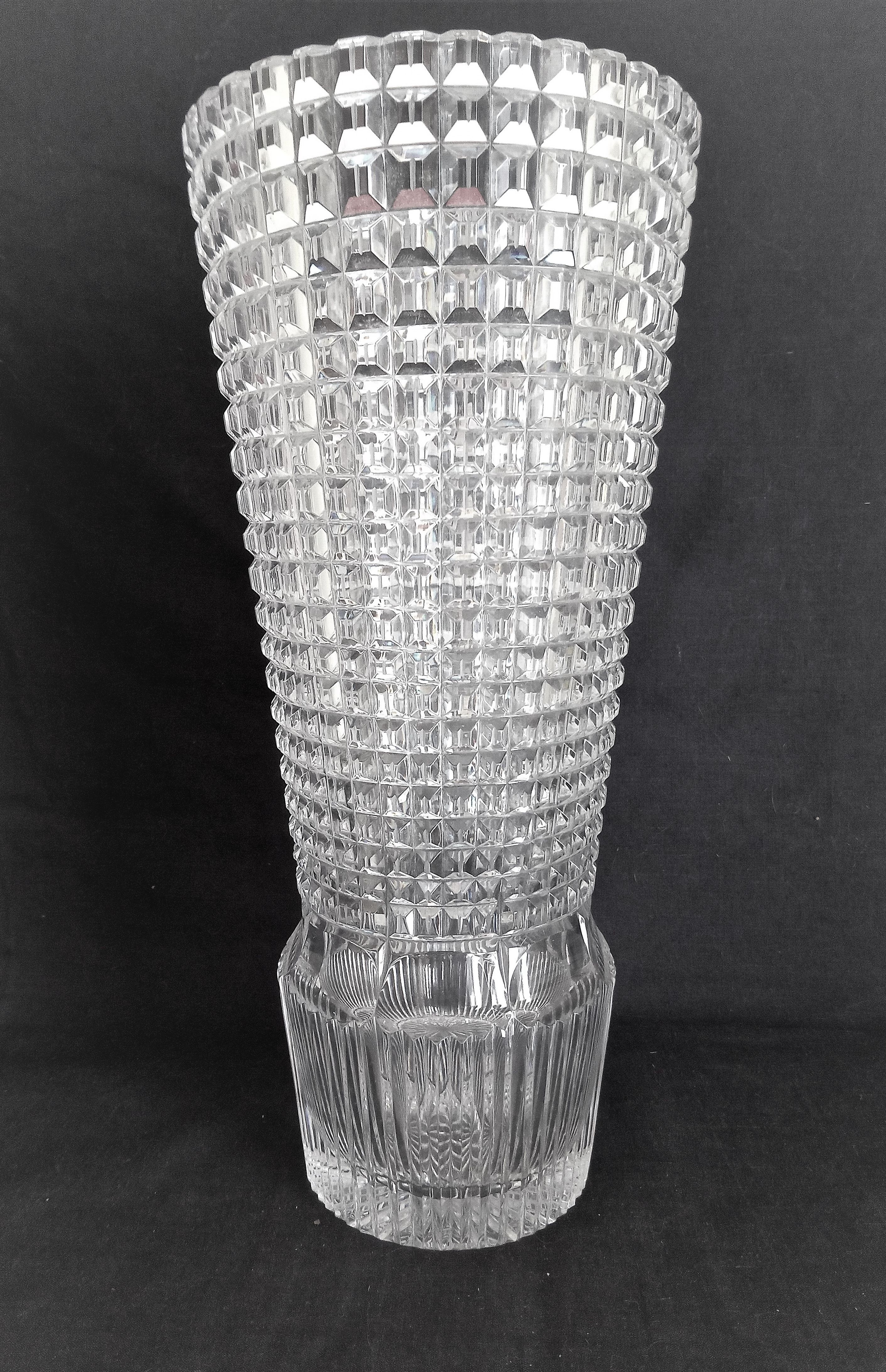 Art Deco vase in cut crystal, h - 32 cm.
