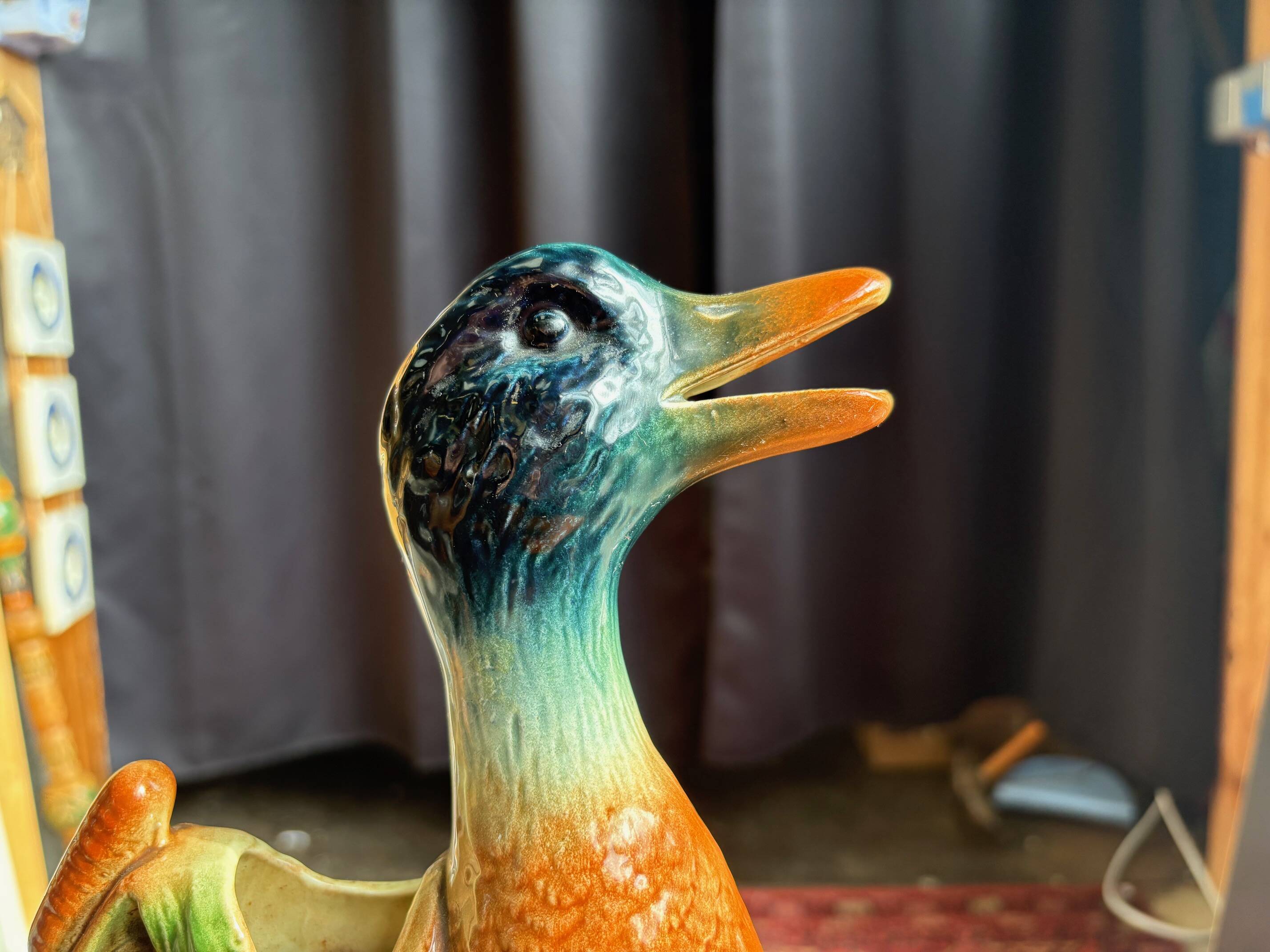 Glazed ceramic duck-shaped pitcher – St-Clément, France (1950s-60s)