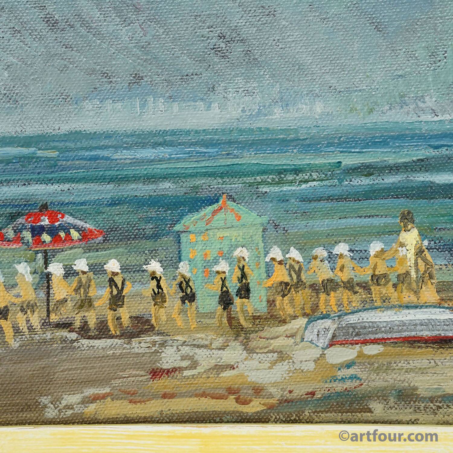 Swimming school by the sea, 1974 – oil painting by Alexander Michael