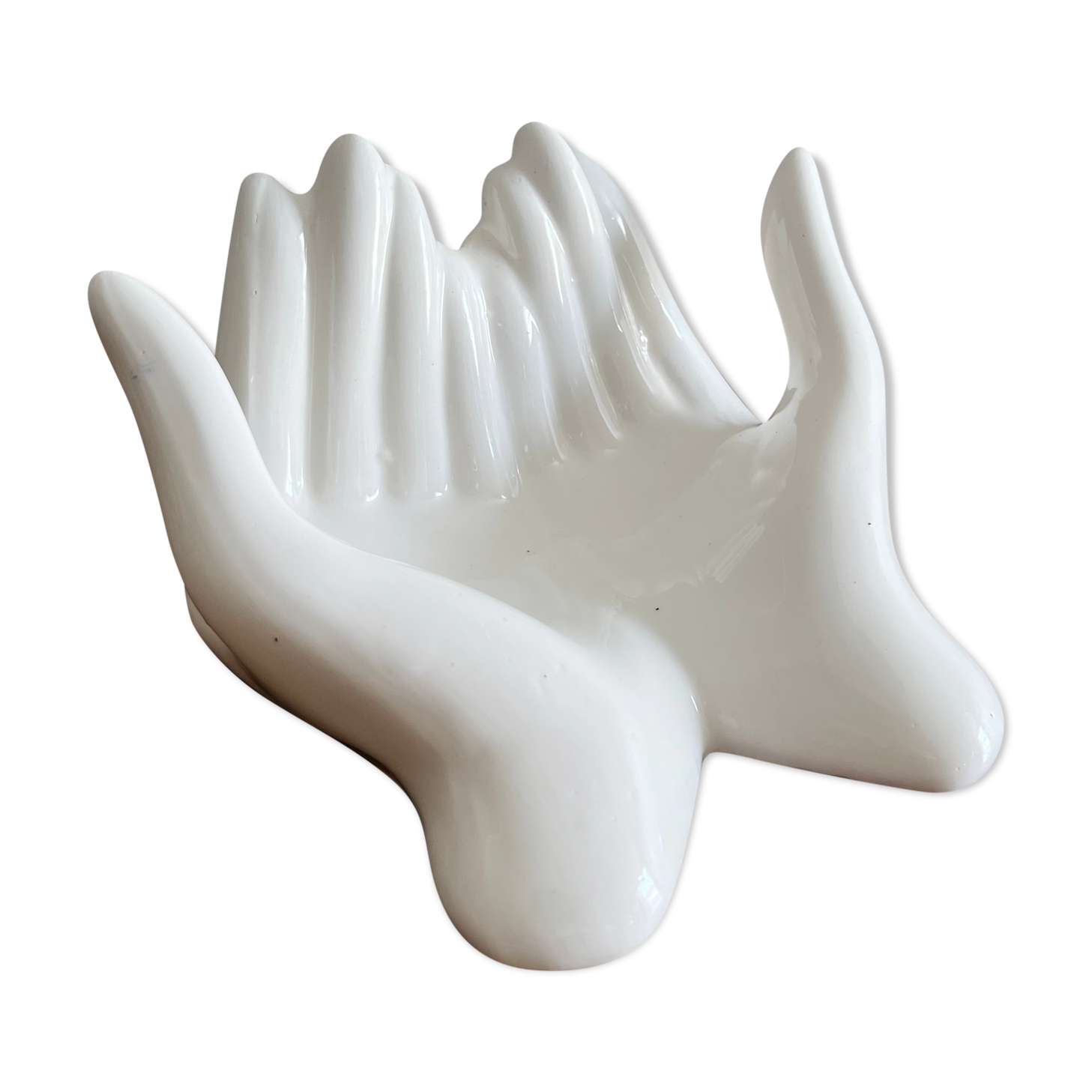 Empty white ceramic hand pocket