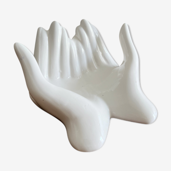 Empty white ceramic hand pocket